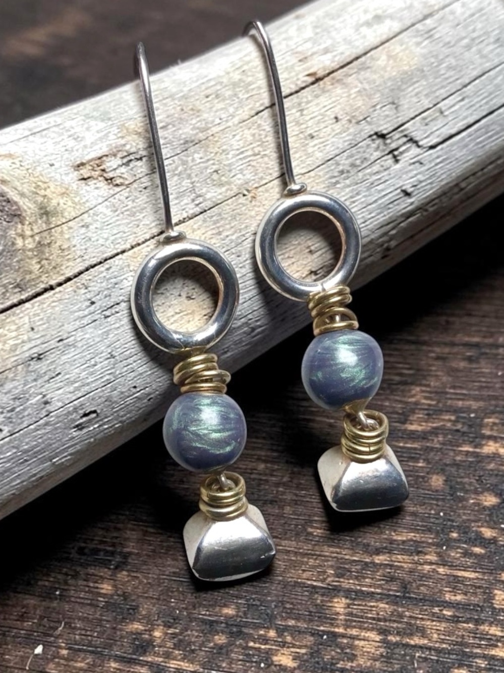 🌺Artisan Sterling & Enamel Earrings